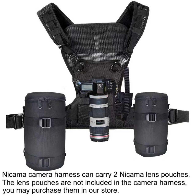 Nicama NC-Vest Dual Camera Carrier Chest Harnessï¼ŒDouble Shoulder Camera Strap for Canon 6D 5D2 5D3 Nikon D800 D810 Sony A7S A7R A7S2 Sigma Olympus DSLR Hiking Climbing Wedding Travel - Image 2